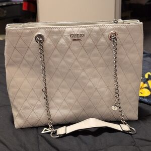 GUESS Quilted Cream Shoulder Bag